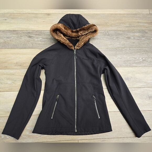 Marmot Furlong Jacket black with brown faux fur winter small - Picture 1 of 10
